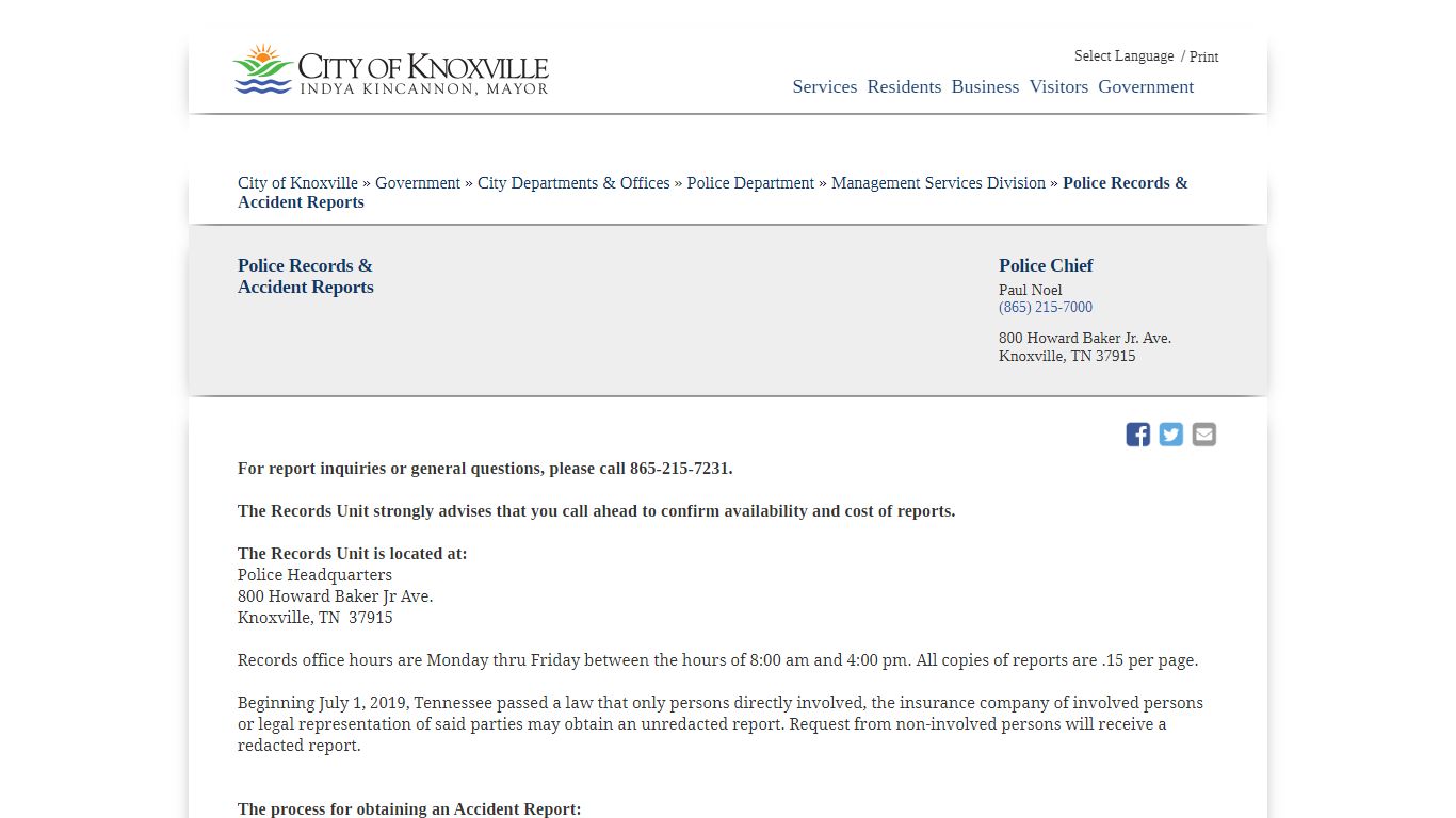 Police Records & Accident Reports - City of Knoxville